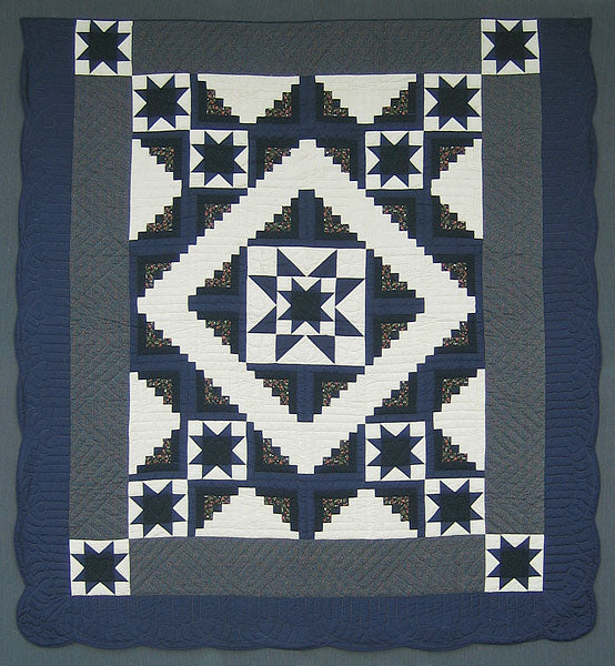Starry Log Cabin Amish Quilt 96x109