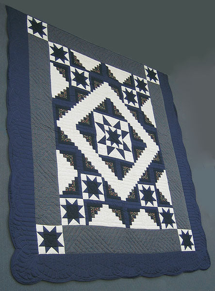 Starry Log Cabin Amish Quilt 96x109