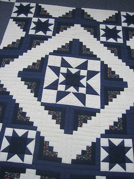 Starry Log Cabin Amish Quilt 96x109
