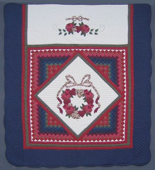 Country Rose Commons Patchwork Applique Amish Quilt 100x113