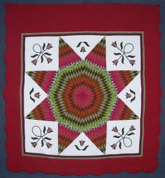Country Lone Star Patchwork Applique Amish Quilt 106x114
