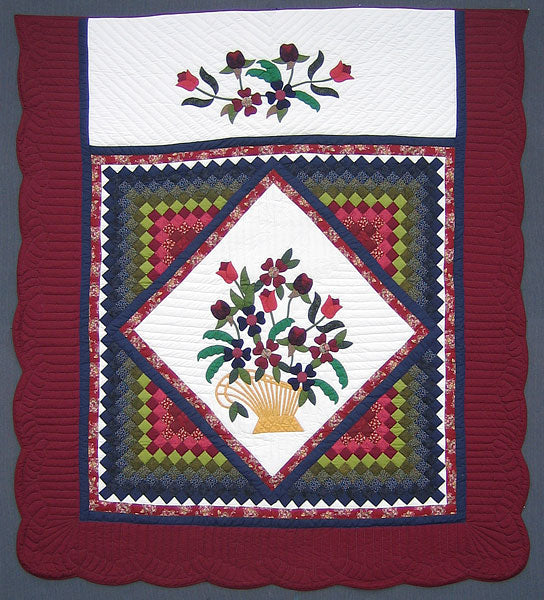 Victorian Flower Basket Commons Amish Quilt 95x107