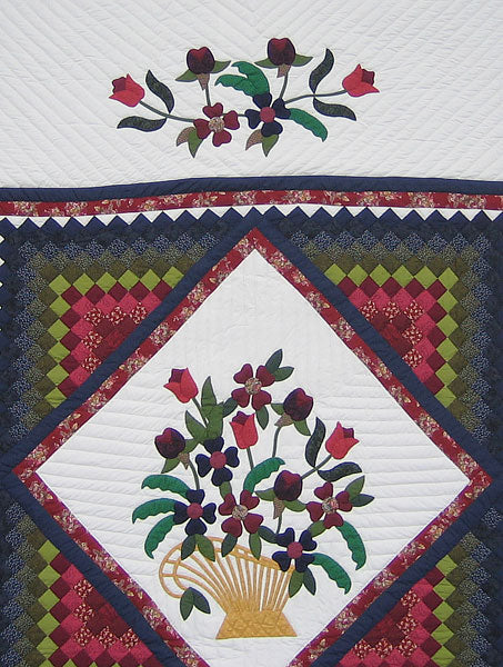 Victorian Flower Basket Commons Amish Quilt 95x107
