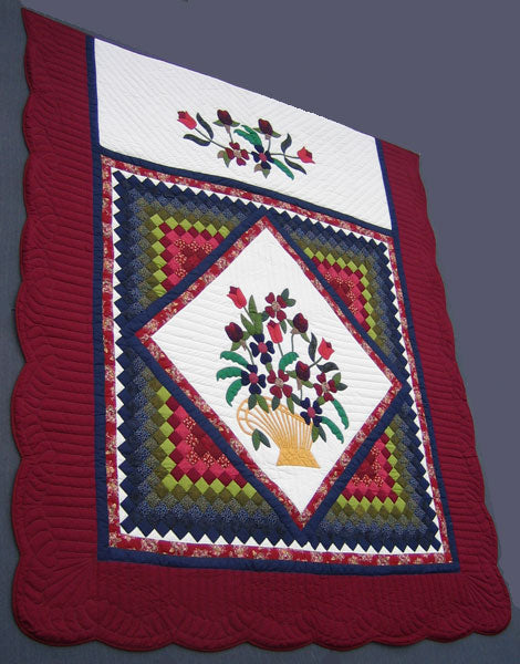 Victorian Flower Basket Commons Amish Quilt 95x107