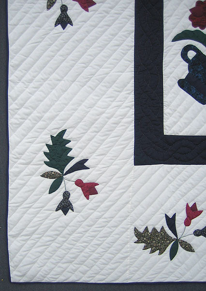 Framed Flower Basket Applique Amish Quilt 101x112