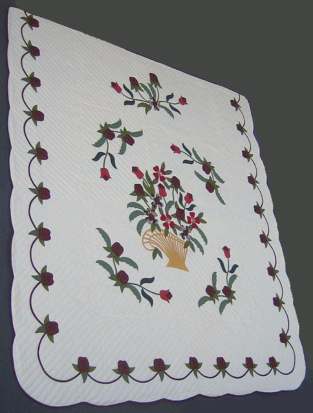 Victorian Flower Basket Amish Quilt 103x113