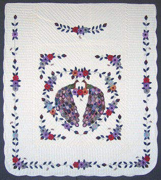 Batik Peacock Applique Amish Quilt 101x113