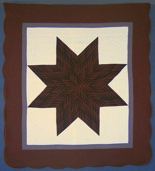Scrappy Lone Star Amish Quilt 104x116