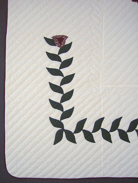 Dutch Peacock Tree Applique Amish Quilt 104x112