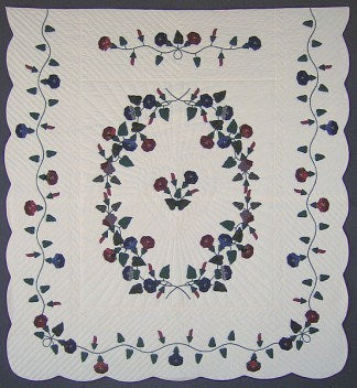 Morning Glory Applique Amish Quilt 103x112