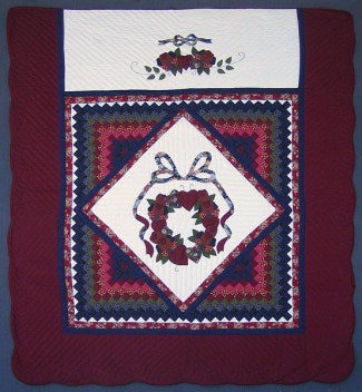 Country Rose Commons Patchwork Applique Amish Quilt 101x114