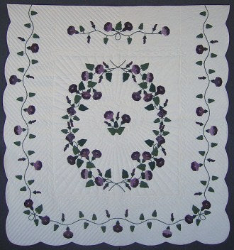 Morning Glory Applique Amish Quilt 103x111