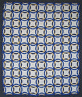 Blue Yellow Double Wedding Ring Amish Quilt 93x112