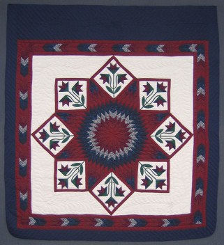 Framed Improved Lone Star Amish Quilt 103x113