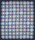 Blue Double Wedding Ring Amish Quilt 93x112