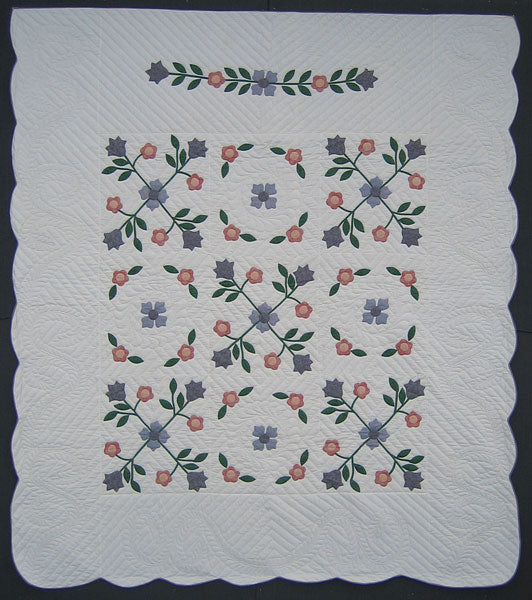Spring Flowers Applique Amish Quilt 97x110