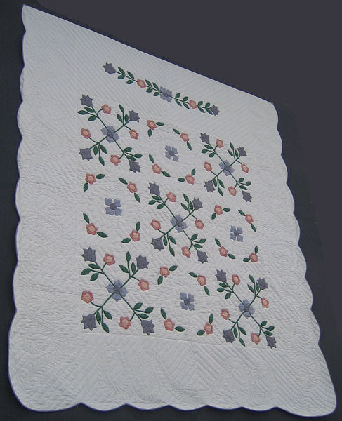 Spring Flowers Applique Amish Quilt 97x110