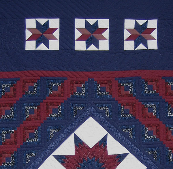 Log Cabin Star Patchwork Amish Quilt 102x117
