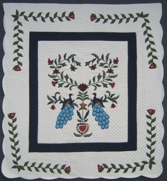 Peacock Applique Amish Quilt 103x111