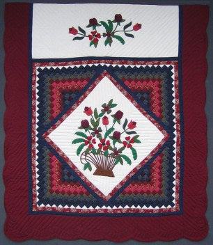 Flower Basket Common Applique Amish Quilt 93x108