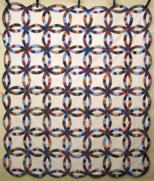 Colorful Double Wedding Ring Amish Quilt 95x110