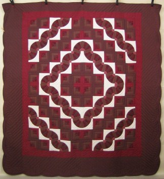 Log Cabin Fan Amish Quilt 106x116