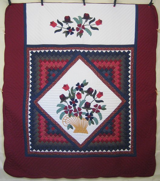 Victorian Basket Commons Applique Amish Quilt 101x114