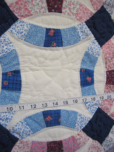 Navy Burgundy Wedding Ring Amish Quilt 96x117