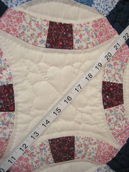 Navy Burgundy Wedding Ring Amish Quilt 96x117