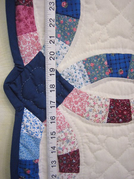 Navy Burgundy Wedding Ring Amish Quilt 96x117