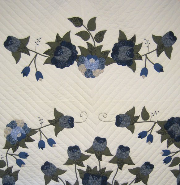 Victorian Basket Flowers Applique Amish Quilt 103x112