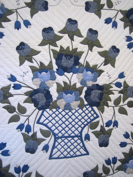 Victorian Basket Flowers Applique Amish Quilt 103x112