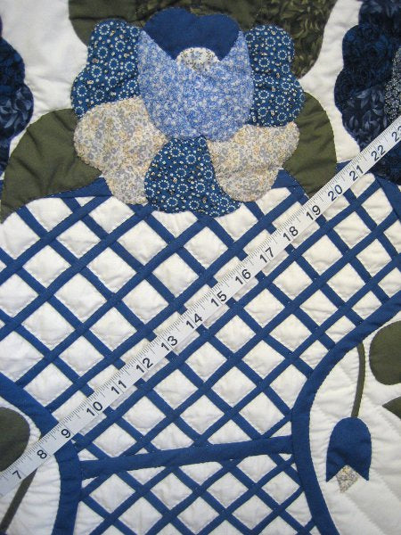 Victorian Basket Flowers Applique Amish Quilt 103x112