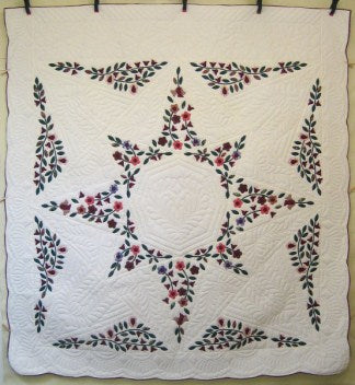 Flower Star Applique Amish Quilt 105x112