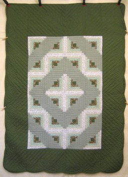 Friendly Earth Log Cabin Amish Quilt 68x94
