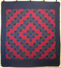 Stars Log Cabin Patchwork Amish Quilt 106x115