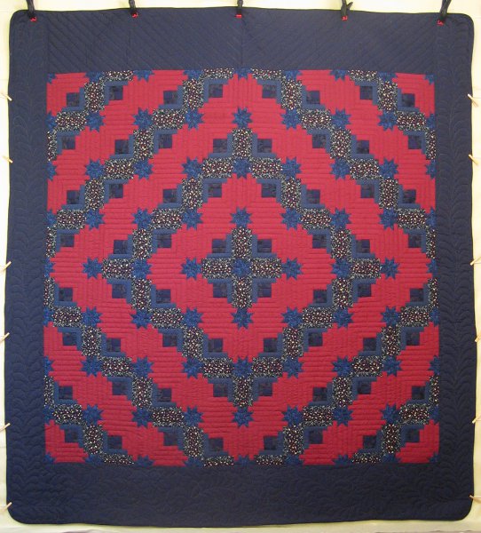 Stars Log Cabin Patchwork Amish Quilt 106x115