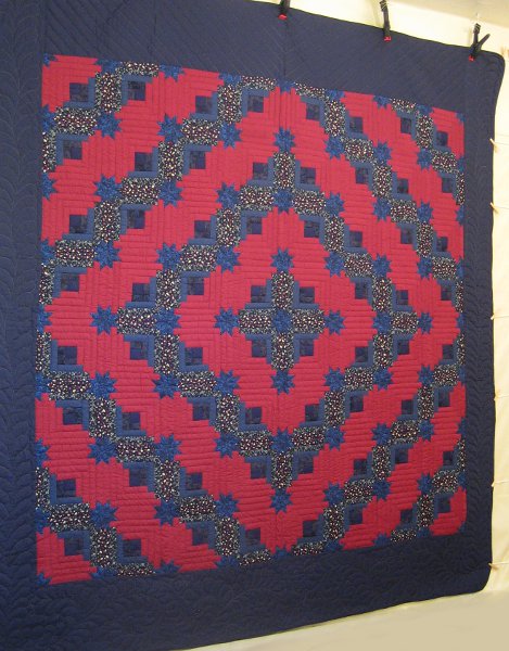 Stars Log Cabin Patchwork Amish Quilt 106x115