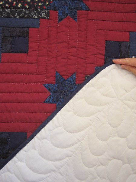 Stars Log Cabin Patchwork Amish Quilt 106x115