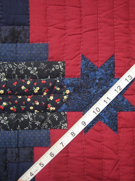 Stars Log Cabin Patchwork Amish Quilt 106x115