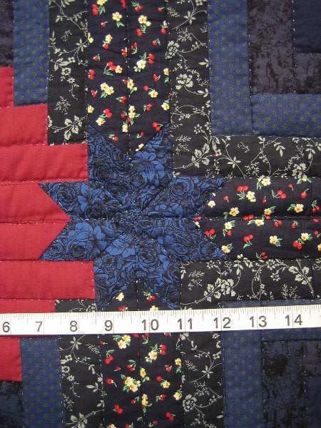 Stars Log Cabin Patchwork Amish Quilt 106x115
