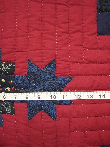 Stars Log Cabin Patchwork Amish Quilt 106x115