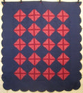 Log Cabin Amish Quilt Red Blue 100x112