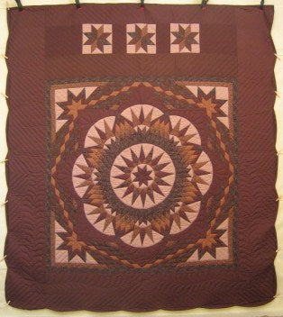 PA Dutch Earth Star Patchwork Amish Quilt 103x115