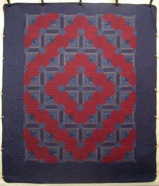 Stars Above Log Cabin Amish Quilt 100x117