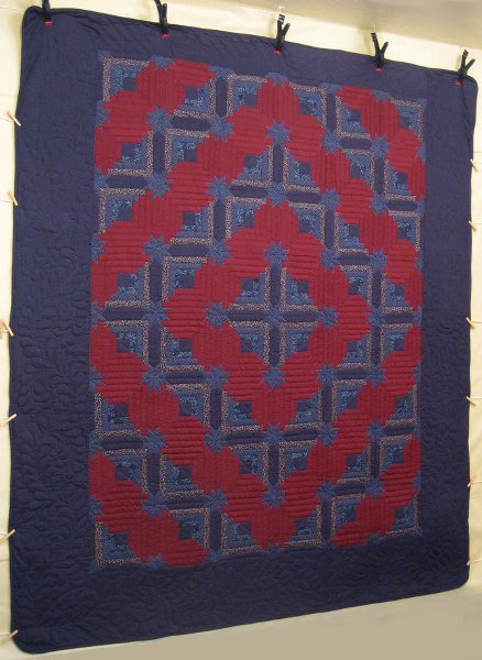 Stars Above Log Cabin Amish Quilt 100x117