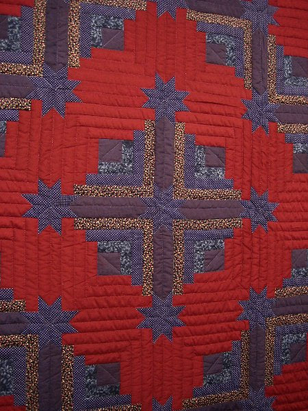 Stars Above Log Cabin Amish Quilt 100x117