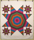 Cheerful Lone Star Patchwork Amish Quilt 97x110