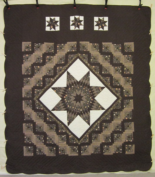 Log Cabin Star Patchwork Amish Quilt 106x119