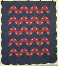 Log Cabin Wave Patchwork Amish Quilt 104x117